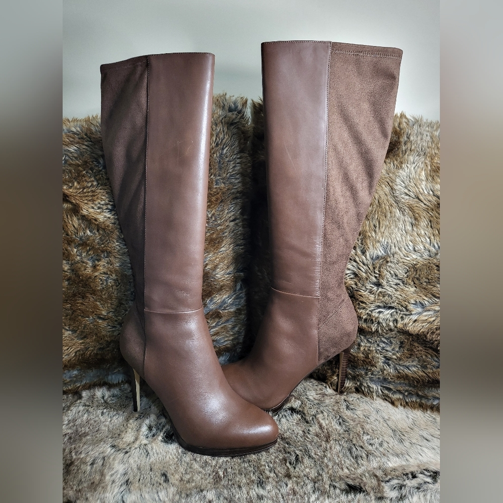 Nine West Brown Heeled Boots Sleek Design